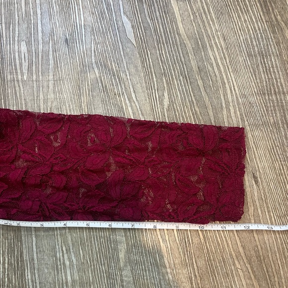 Luxology Women lace and Sheer Burgundy Lined Three Quarter Sleeves Dress size 14 - Picture 11 of 14